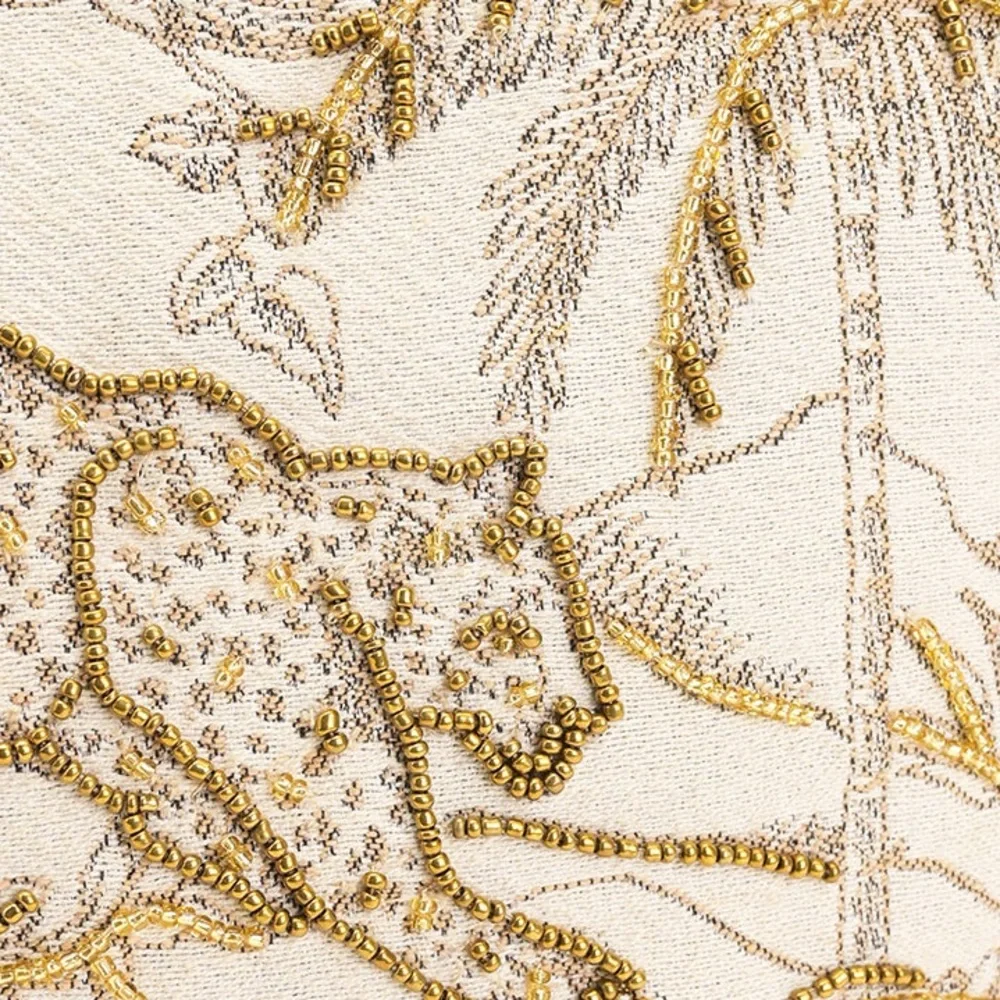 Express Edit Fashion Golden Jungle Tote Bag Cream and Gold NWT! - Picture 2 of 7